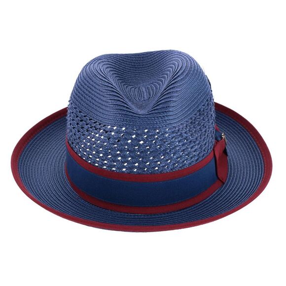 Richman Brothers Men's Polybraid Fedora Hat with Grossgrain Ribbon and Feather - Picture 3 of 6